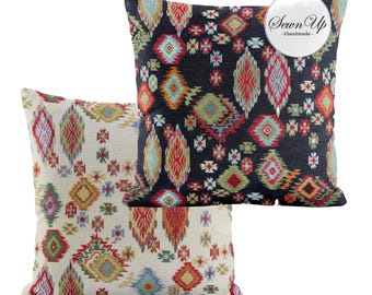 Cushion Cover 29 Sizes Boho Ikat Tapestry Cotton Handmade Gift Bohemian Culture Cultural Scatter Throw Pillow