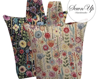 Unfilled Fabric Doorstop 4 Sizes Kew Gardens Tapestry Handmade Door Stop Floral Flowers Leaves Leaf Gift