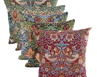 Housse de coussin 14 tailles Strawberry Thief William Morris Tapisserie Coton Fait main Floral Flower