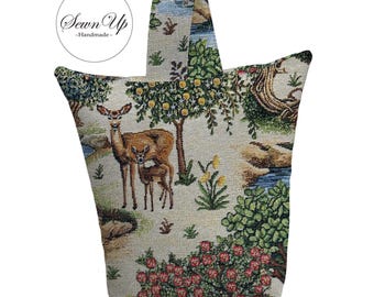 Unfilled Fabric Doorstop 3 Sizes Woodland Forest Tapestry Handmade Door Stop Animals Heritage Culture Gift Deer Fawn