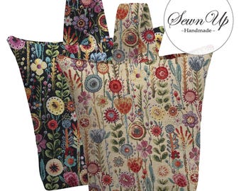 Unfilled Fabric Doorstop 3 Sizes Kew Gardens Tapestry Handmade Door Stop Floral Flowers Leaves Leaf Gift