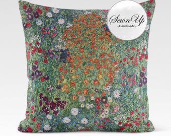 Cushion Cover 29 Sizes Monet Flower Garden Tapestry Cotton Handmade Floral Leaves Leaf Gift Scatter Throw Pillow