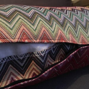 Funda de cojín de 29 tamaños, tapiz de Murano, algodón, hecha a mano, con ondas en zigzag, diseño ondulado, regalo, chevron, cojín decorativo. imagen 4
