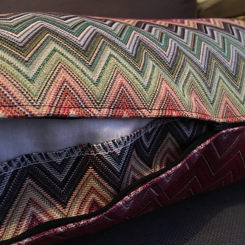 Funda de cojín de 29 tamaños, tapiz de Murano, algodón, hecha a mano, con ondas en zigzag, diseño ondulado, regalo, chevron, cojín decorativo. imagen 4