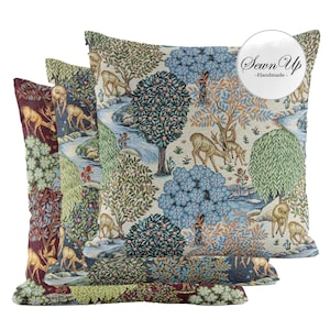Cushion Cover 29 Sizes William Morris The Brook Tapestry Cotton Handmade Forest Animals Deer Victorian Arts Crafts Gift Scatter Throw Pillow