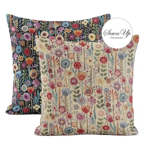 Funda de cojín de 29 tamaños, tapiz de algodón de Kew Gardens, hecha a mano, con flores florales, para esparcir.