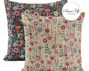 Cushion Cover 29 Sizes Kew Gardens Tapestry Cotton Handmade Floral Flowers Gift
