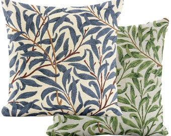 Housse de coussin 14 tailles William Morris Willow Bough Tapisserie Coton Feuilles florales faites à la main