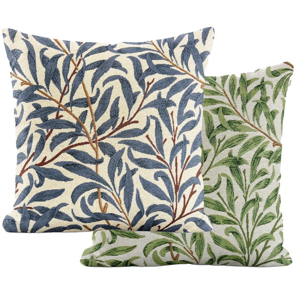 Housse de coussin 14 tailles William Morris Willow Bough Tapisserie Coton Feuilles florales faites à la main