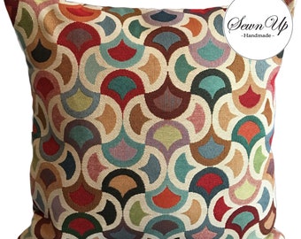 Cushion Cover 29 Sizes Big Carnival Tapestry Cotton Handmade Swirls colourful geometric