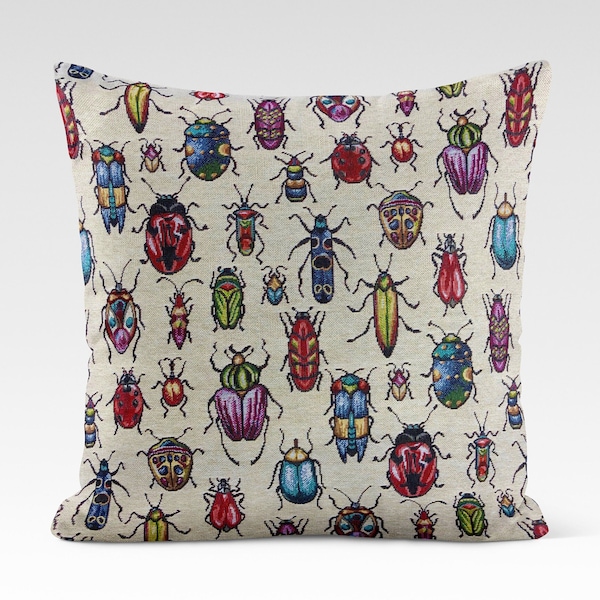 Cushion Cover 14 Sizes Bugs Tapestry Cotton Handmade Insects