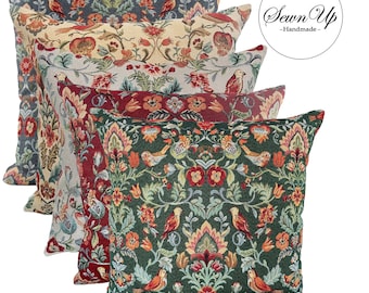 Cushion Cover 28 Sizes William Morris Vintage Birds Flowers Tapestry Cotton Handmade Floral Victorian Gift