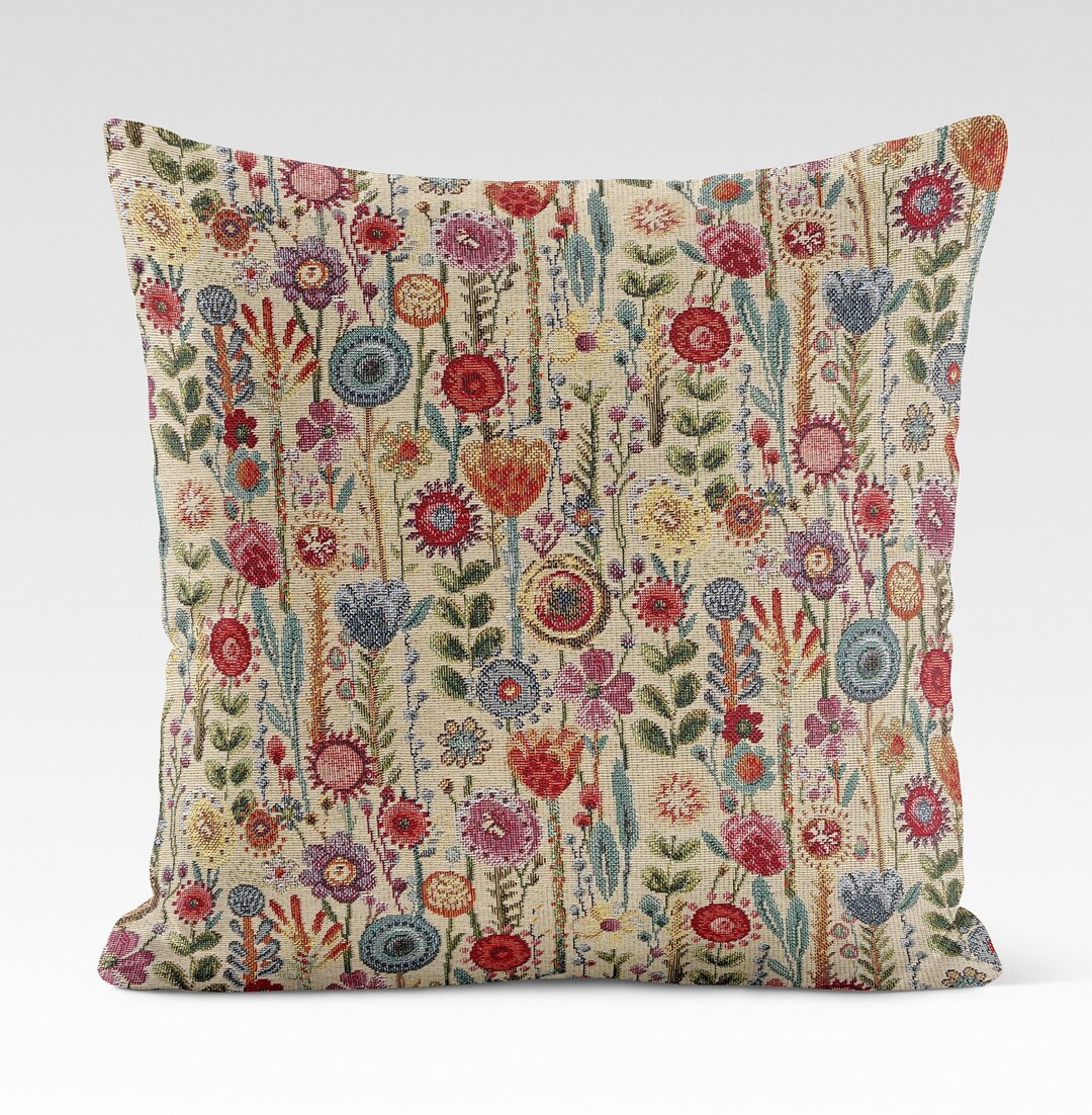 Cushion Cover 14 Sizes Kew Gardens Tapestry Cotton Handmade Floral