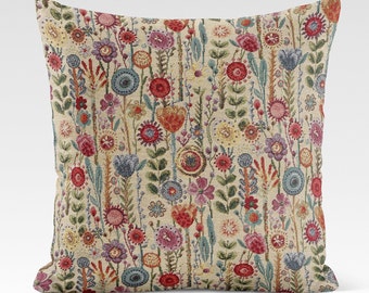 Cushion Cover 14 Sizes Kew Gardens Tapestry Cotton Handmade Floral Flowers