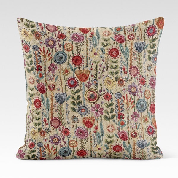 Housse de coussin 14 tailles Kew Gardens Tapestry Coton Fleurs florales faites main