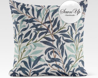Cushion Cover Chenille 29 Sizes William Morris Willow Bough Feeling Blue Handmade Floral Leaves Victorian Arts Scatter Throw Pillow