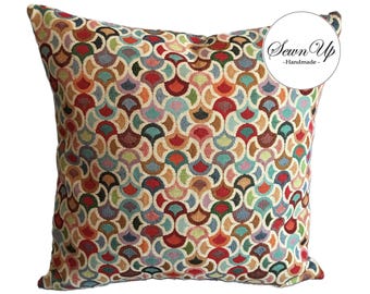 Cushion Cover 29 Sizes Little Carnival Tapestry Cotton Handmade Swirls Colourful  Scatter Throw Pillow