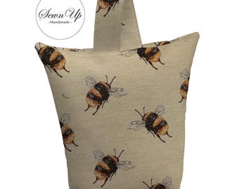 Unfilled Fabric Doorstop 3 Sizes Bumble Bees Tapestry Handmade Door Stop Animal Gift Honey Nature Insect
