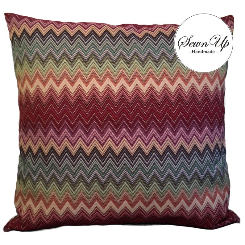 Funda de cojín de 29 tamaños, tapiz de Murano, algodón, hecha a mano, con ondas en zigzag, diseño ondulado, regalo, chevron, cojín decorativo. imagen 1