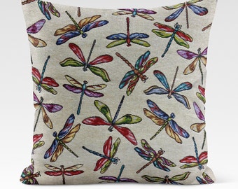 Housse de coussin 14 tailles libellules tapisserie coton fait main libellule insecte