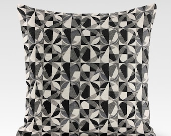 Housse de coussin 14 tailles Little Eclipse noir blanc tapisserie coton fait main soleil solaire