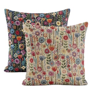 Cushion Cover 14 Sizes Kew Gardens Tapestry Cotton Handmade Floral Flowers