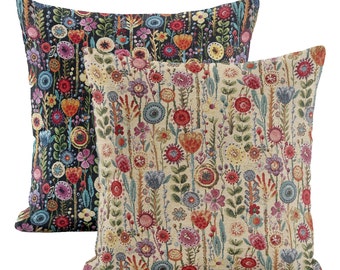 Cushion Cover 14 Sizes Kew Gardens Tapestry Cotton Handmade Floral Flowers