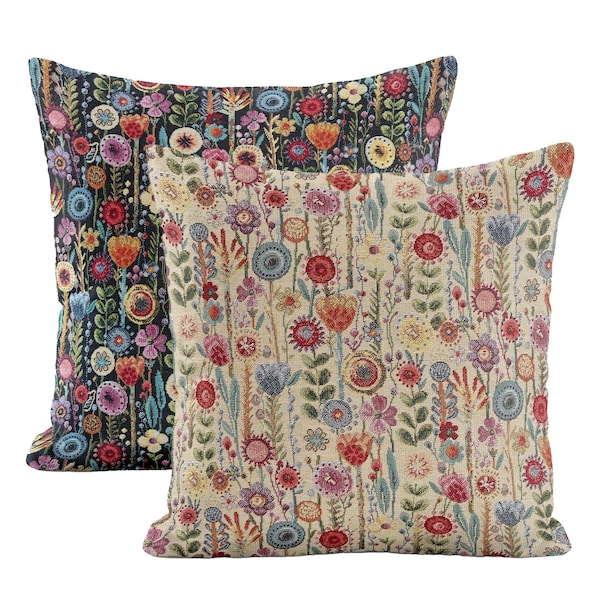 Housse de coussin 14 tailles Kew Gardens Tapestry Coton Fleurs florales faites main