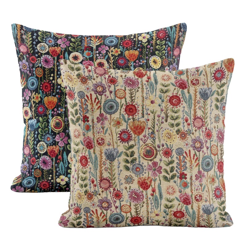 Housse de coussin 14 tailles Kew Gardens Tapestry Coton Fleurs florales faites main image 1