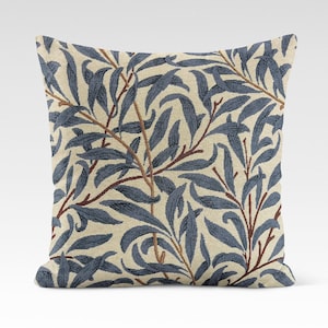 Cushion Cover 29 Sizes William Morris Willow Bough Azure Tapestry Cotton Handmade Floral Leaves Leaf Victorian Arts Scatter Throw Pillow