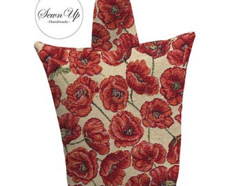 Unfilled Fabric Doorstop 3 Sizes Poppies Tapestry Handmade Door Stop Floral Flowers Leaves Leaf Gift