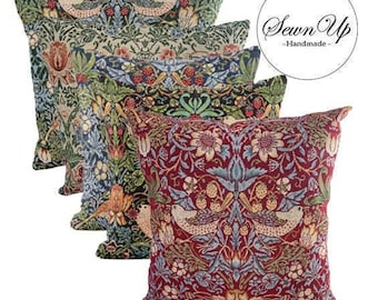 Cushion Cover 29 Sizes Strawberry Thief William Morris Tapestry Cotton Handmade Floral Flower Victorian Arts Crafts Scatter Throw Pillow