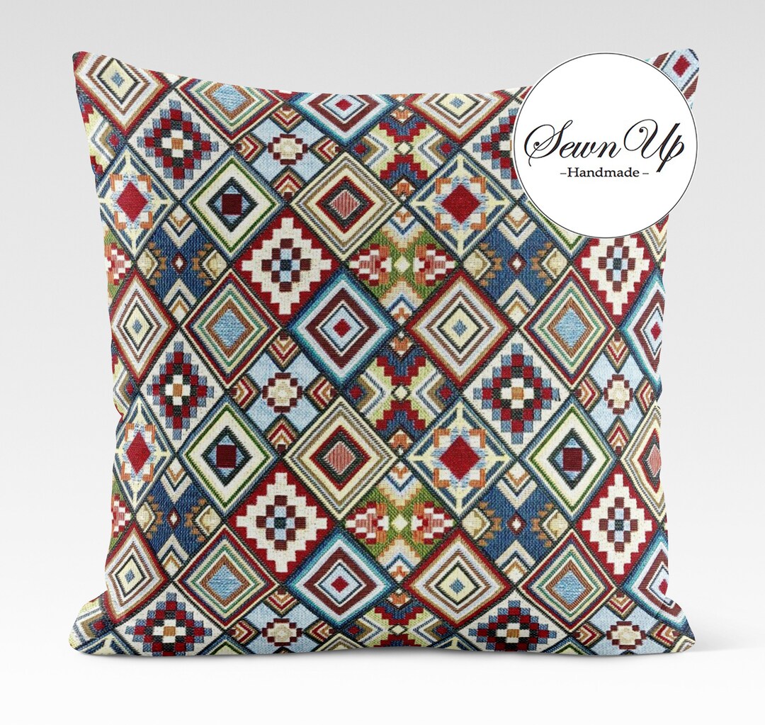 Cushion Cover 28 Sizes Little Aztec Tapestry Cotton Handmade Diamonds
