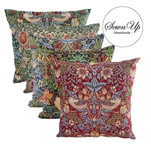 Cushion Cover 28 Sizes Strawberry Thief William Morris Tapestry Cotton Handmade Floral Flower Victorian Arts and Crafts Gift