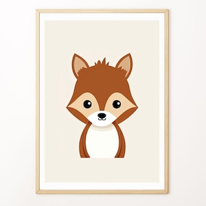 Tierbild fürs Babyzimmer Junge | Reh Poster im Skandi Stil | Wanddeko zur Geburt Geschenkidee | Waldtiere Kinderzimmer Deko