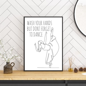 Minimalist bathroom mural | Modern one-line art bathroom decoration | Quote poster for the guest bathroom | Funny toilet decoration