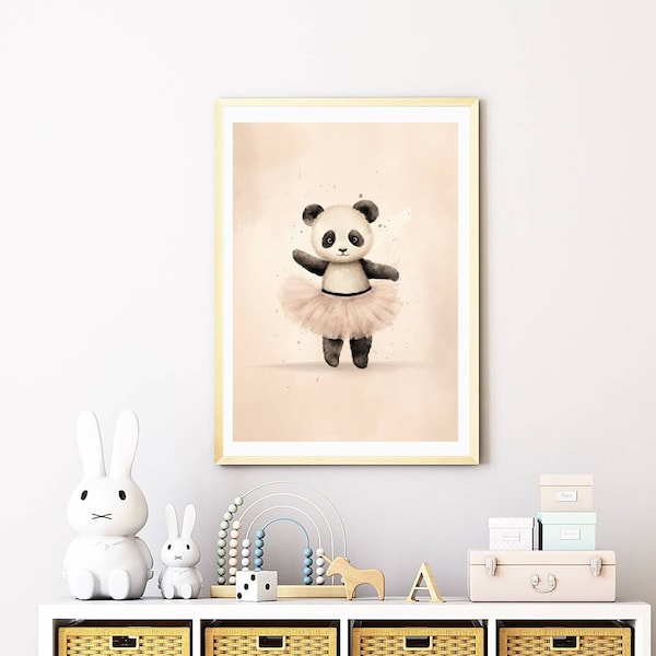 Children's room decoration: Panda ballerina poster | Gentle mural for babies | Cute picture for children | Baby room wall poster | Children's poster