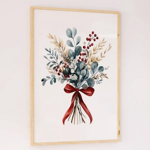 Poster da parete con eucalipto | Stampa artistica della natura con bacche | Decorazione murale con piante scandinave | Quadro botanico minimalista per soggiorno