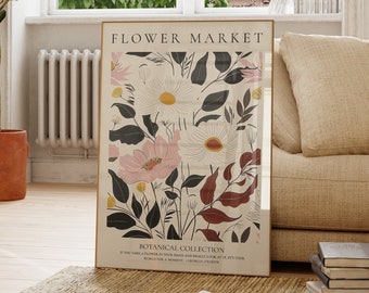 Vintage Flower Poster | Retro Flower Market Mural | Floral Art Living Room Bedroom Hallway Decoration | Wildflower Wall Decor