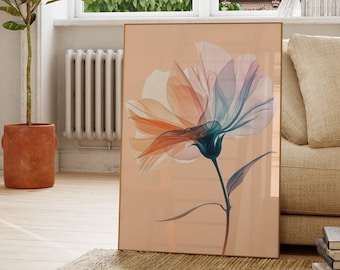 Modern Living Room Decor Poster | Pastel Floral Art Print | Elegant Abstract Art | Minimalist Scandinavian Wall Decor