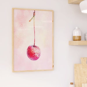 Immagini di una moderna cucina rosa | Decorazione murale per corridoio soggiorno | Illustrazione di frutta come decorazione | Poster rosa con frutta artistica | Immagini di appartamenti alla moda