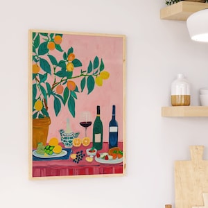 Arte abstracto para la mesa del comedor | Póster de comida vibrante | Póster de cocina vintage | Cuadro de cocina comedor | Arte gastronómico retro | Cuadro de tapas