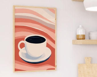 Abstrakte Kaffeetasse | Küchenposter für Kaffeeliebhaber | Modernes Kaffee Poster Küche