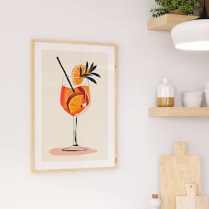 Moderne Cocktail-Illustration: Aperol-Spritz Poster | Cocktail Kunst | Aperol-Genuss als Kunstwerk | Geschenk Wanddeko | Bilder Wohnzimmer