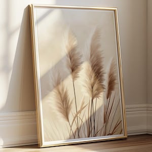 Poster Boho Pampas Grass | Carta da parati murale beige con motivi naturali per il soggiorno | Decorazione murale minimalista | Arte della Pampa in stile scandinavo | Stampa artistica di poster naturalistico