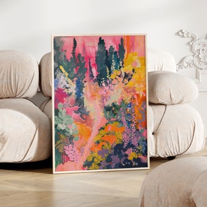 Splendore floreale astratto: Arte murale colorata per la tua casa | Poster vibrante per la primavera | Decorazioni murali colorate | Risveglio primaverile