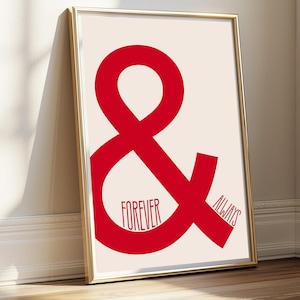 Quadro moderno con tipografia rossa | Elegante decorazione murale per camera da letto, ufficio, corridoio | Idea decorativa romantica per partner, matrimoni, San Valentino