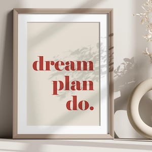 Poster motivazionale per ufficio | Decorazione tipografica minimalista | Citazione moderna in rosso | Decorazione murale ispiratrice per ufficio in casa