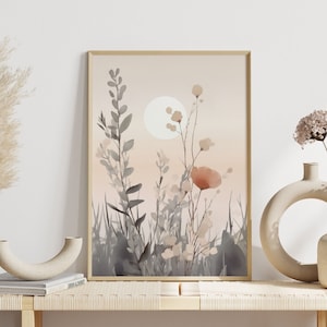 Wall art coastal style maritime | Watercolor poster landscape | Lighthouse illustration beach beige | Nature art print living room hallway office