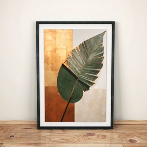 Palmen Poster modern Boho | Natur Wandbild Wohnzimmer | Zeitgenössisches Blatt Kunstwerk | Elegantes Design für Flur und Schlafzimmer